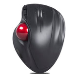 Aptico Wireless Ergonomic 1600dpi Laser Trackball Mouse, Black-red