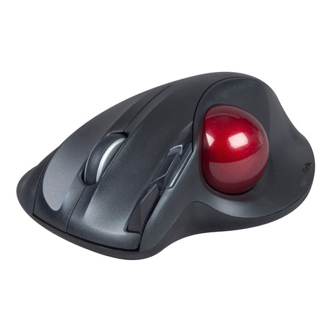 Aptico Wireless Ergonomic 1600dpi Laser Trackball Mouse, Black-red