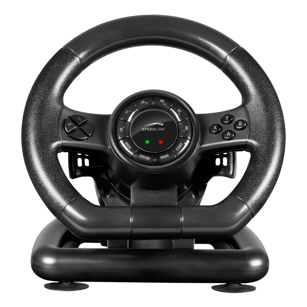 Black Bolt Racing Wheel For Pc With Vibration Effects And Pedals, Black