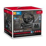 Black Bolt Racing Wheel For Pc With Vibration Effects And Pedals, Black