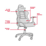 Regger Gaming Optimised Chair With 360 Degree Swivel & Lumbar Support, Red