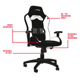 Looter Gaming Optimised Chair With 360 Degree Swivel, Black-white