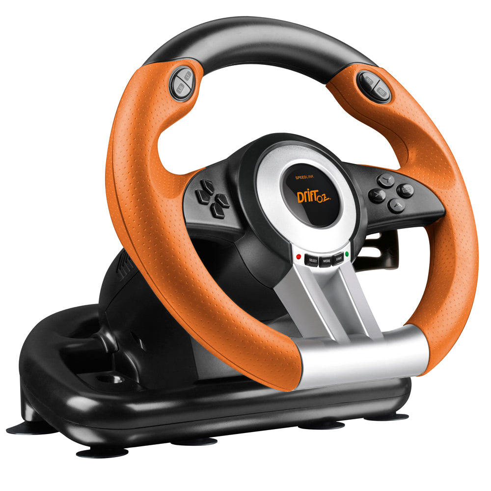 Drift O.z. Racing Wheel With Pedals And Gear Stick For Pc, Black-orange