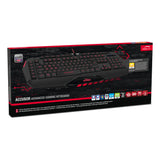 Accusor Advanced Full-size Membrane Gaming Keyboard With 3-colour Led Backlighting And Internal Profile Memory, Uk Layout, Black