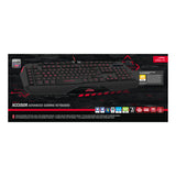 Accusor Advanced Full-size Membrane Gaming Keyboard With 3-colour Led Backlighting And Internal Profile Memory, Uk Layout, Black