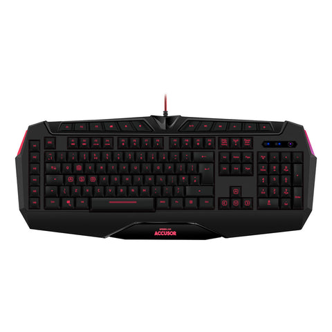 Accusor Advanced Full-size Membrane Gaming Keyboard With 3-colour Led Backlighting And Internal Profile Memory, Uk Layout, Black