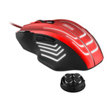 Decus Respec 5000dpi Optical Pc Gaming Mouse With 7-colour Lighting Effects And Weight Customisation, Usb, Black-red