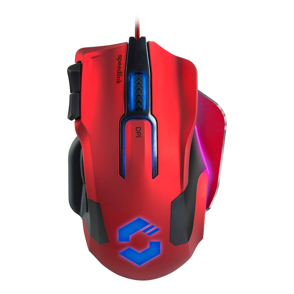 Omnivi Core 12000dpi Laser Pc Gaming Mouse With Seven Atmospheric Led Lighting Effects, Red-black