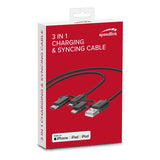 3-in-1 Charging & Syncing Cable For Usb-a To Apple Lighting-micro-usb-usb-c, 1m, Black