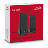 Event Slim-line Usb 2.0 Powered Stereo Speakers, 5w Rms, Black