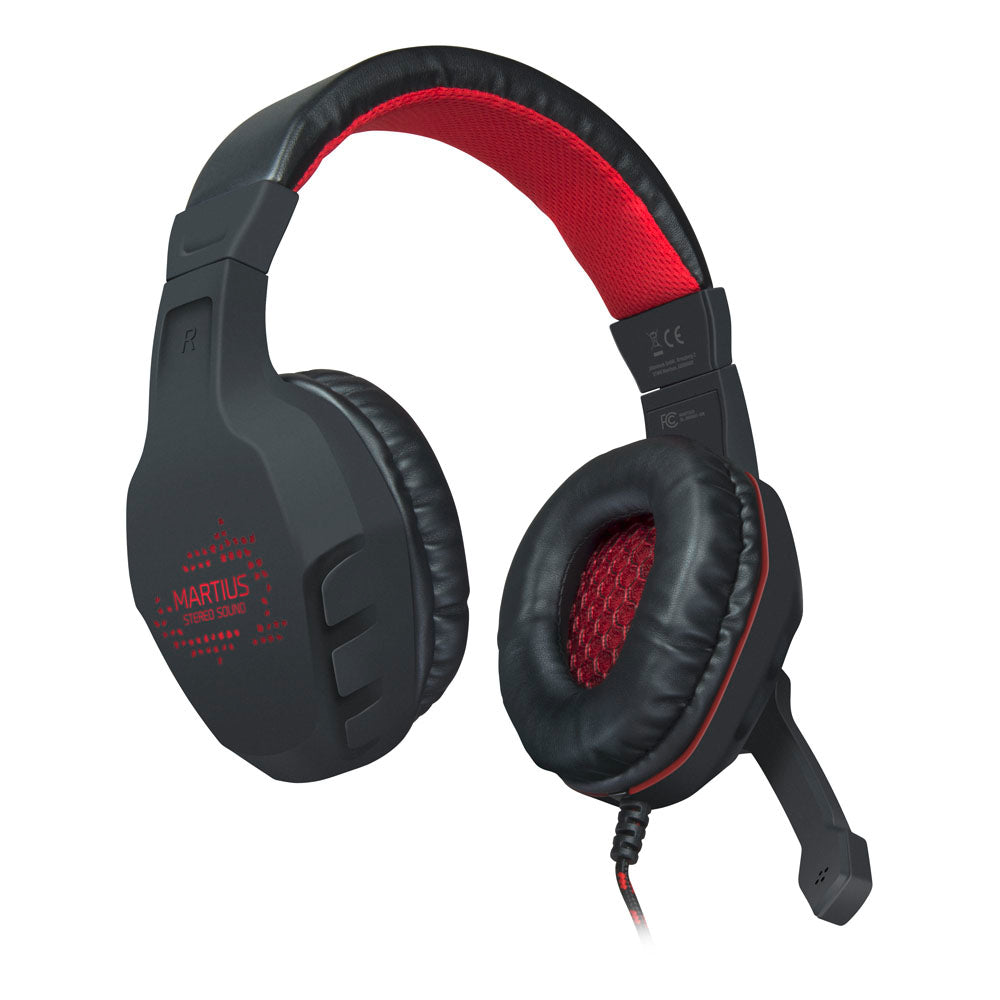 Martius Stereo Illuminated Gaming Headset With Fold-away Microphone, Black-red