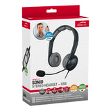 Sonid Usb Stereo Headset With Microphone, Black-grey