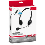 Accordo Ultra Lightweight Stereo Pc Headset With Microphone, 3.5mm Jack, Black