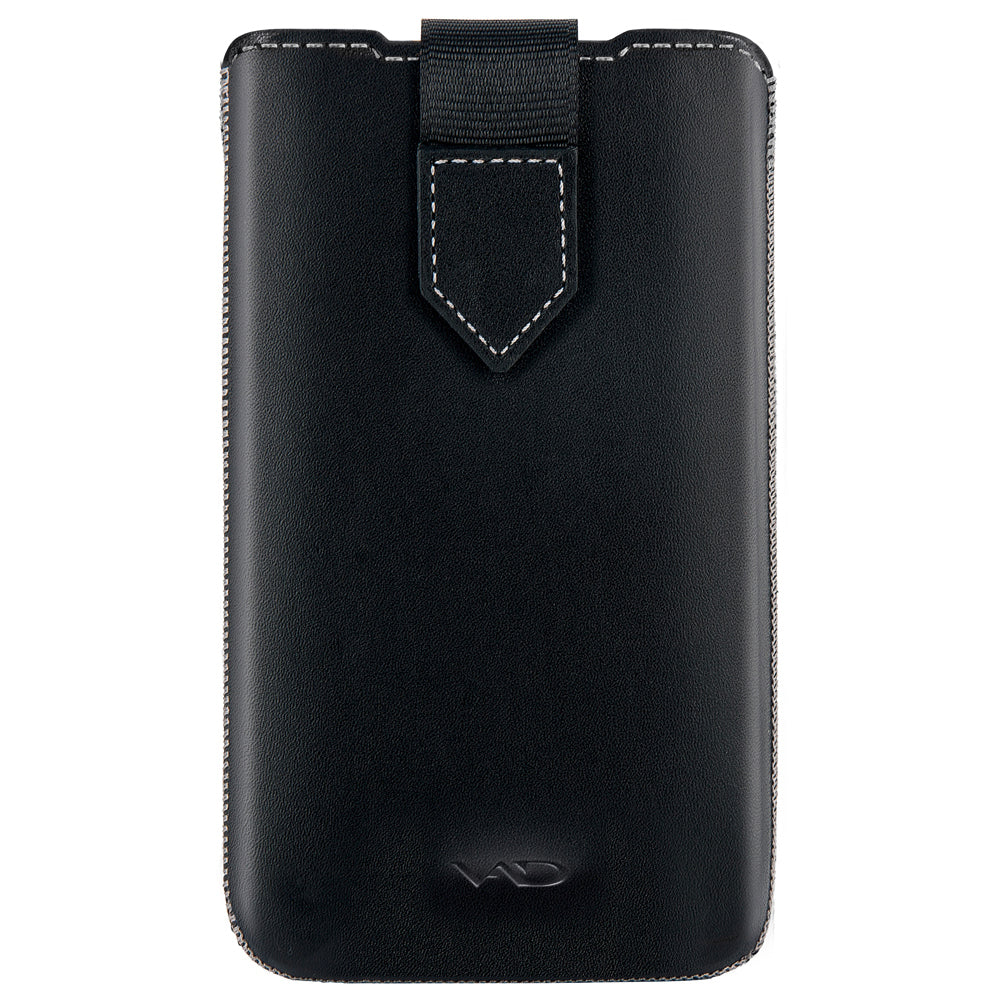 Superior Leather Soft Pouch For Samsung Galaxy Sii And Others, Large, Black