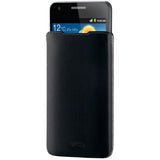 Superior Leather Soft Pouch For Samsung Galaxy Sii And Others, Large, Black