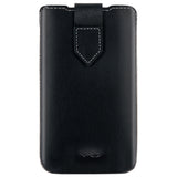 Superior Leather Soft Pouch For Samsung Galaxy Sii And Others, Large, Black