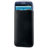 Superior Leather Soft Pouch For Samsung Galaxy Siii-s4 And Others, Extra Large, Black