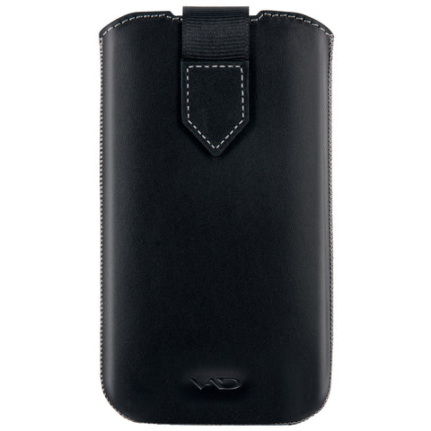 Superior Leather Soft Pouch For Samsung Galaxy Siii-s4 And Others, Extra Large, Black