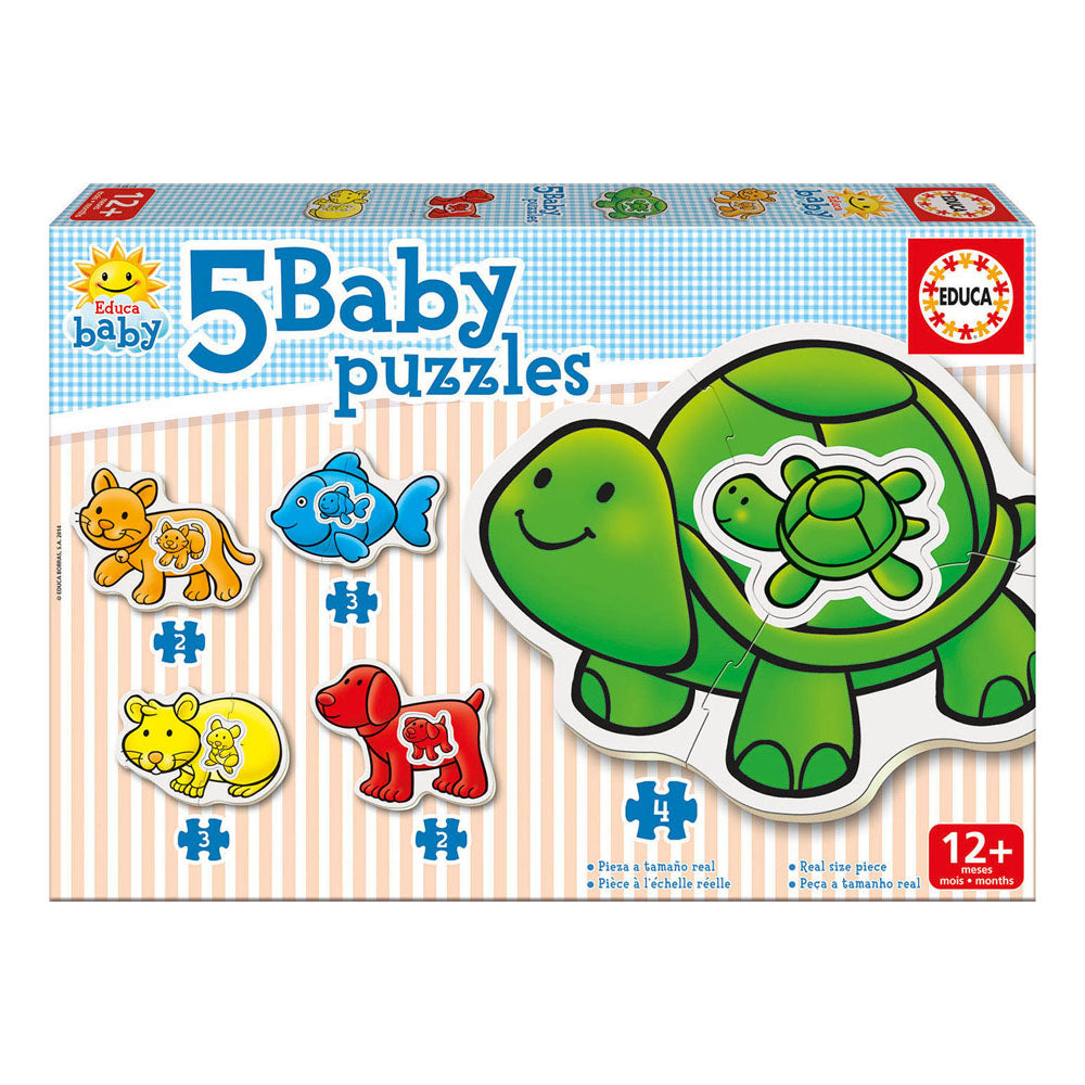 Baby Early Learning Animals Jigsaw Puzzles, 5 Piece Set