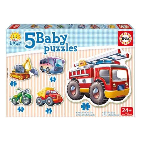 Baby Early Learning Vehicles Jigsaw Puzzles, 5 Piece Set