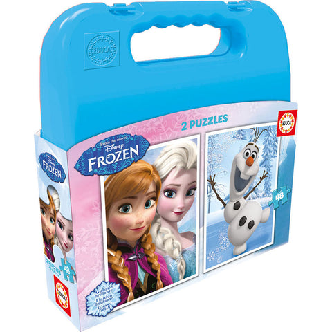 Frozen Characters Two 48pcs Jigsaw Puzzles With Carry Case