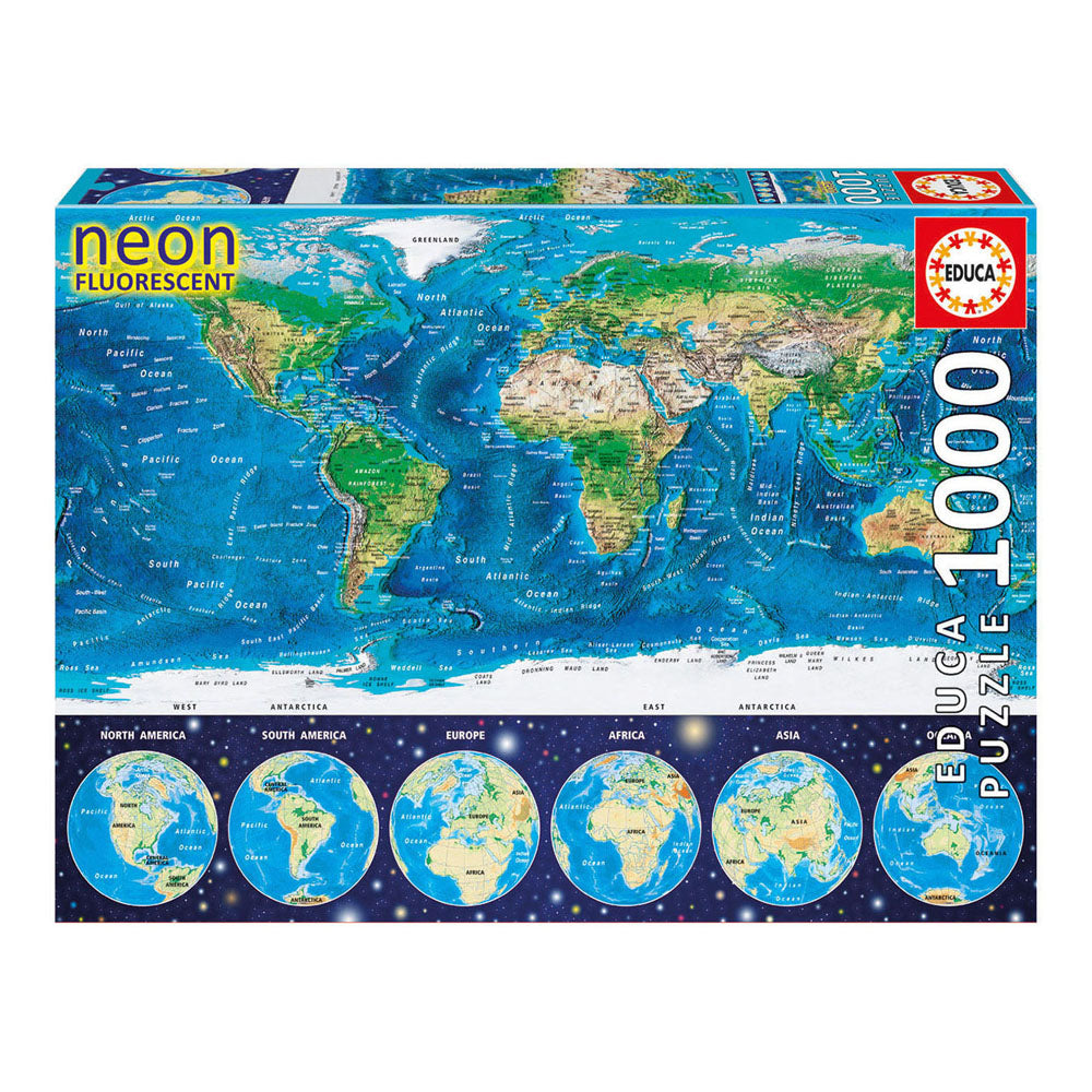 Neon Fluorescent World Map 1000pcs Jigsaw Puzzle