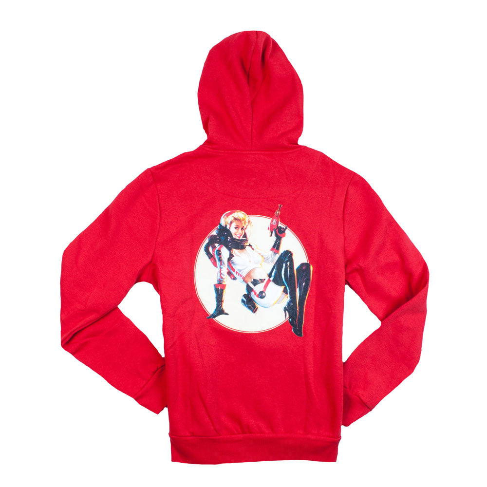 4 Nuka Cola Pin Up Full Length Zipper Hoodie, Unisex, Medium, Red