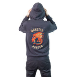 Monster Hunter Rathalos Full Length Zipper Hoodie, Male, Large, Charcoal-dark Grey