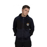 Athletic Tech Full Length Zipper Hoodie, Male, Small, Black-blue