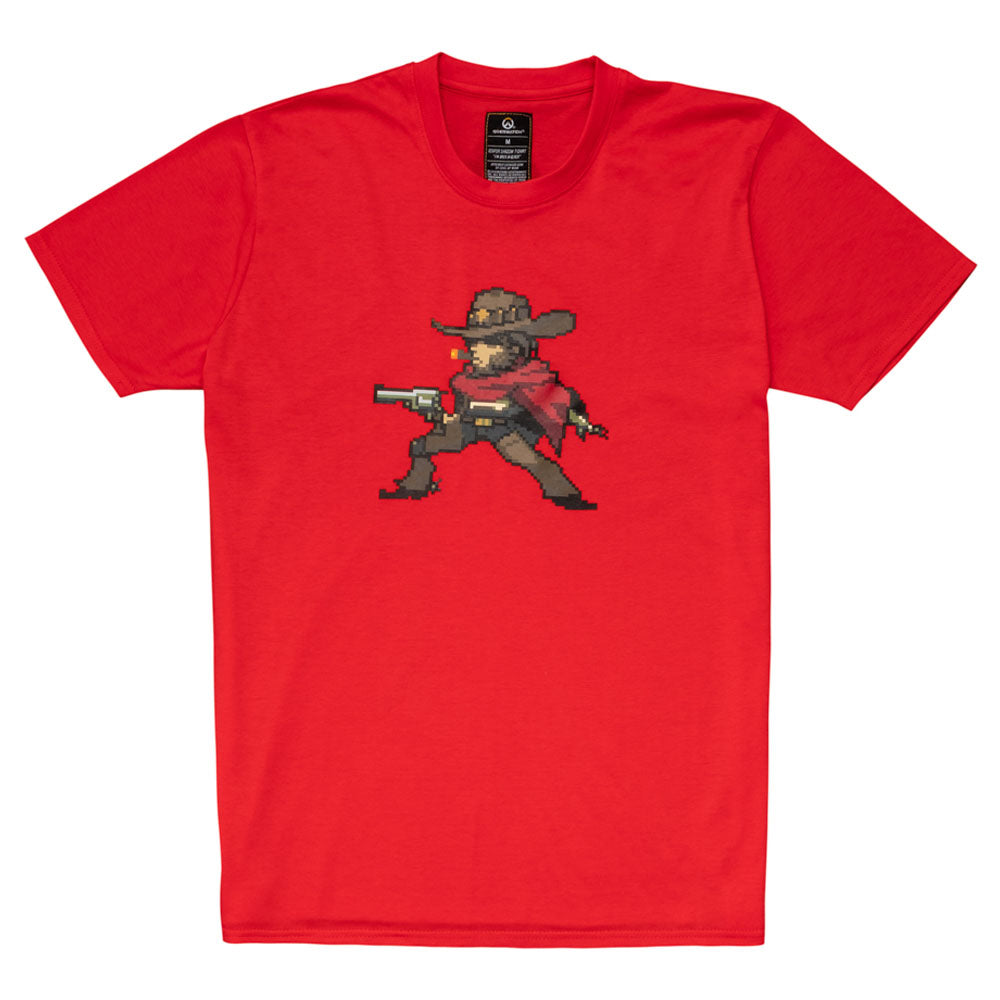 Mccree Pixel T-shirt, Unisex, Extra Extra Large, Red