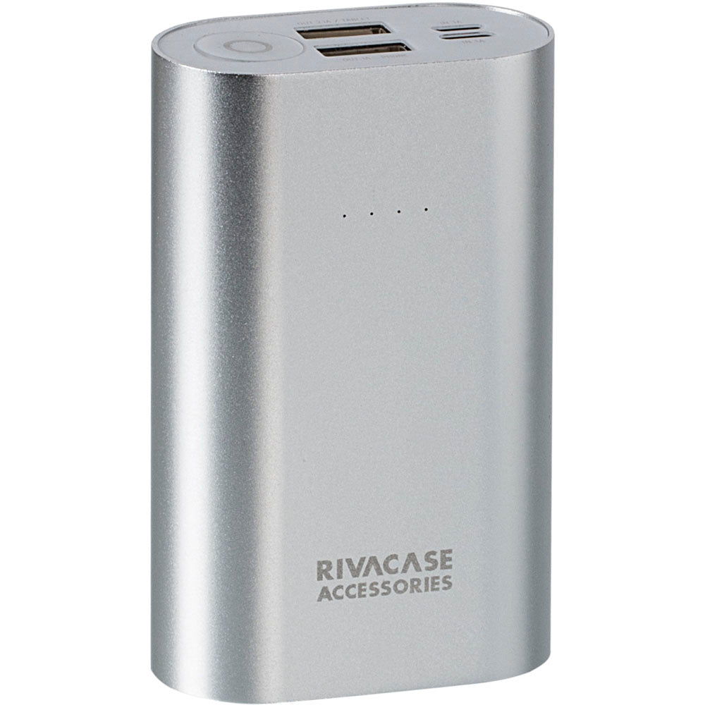 Rivapower Li-ion Aluminium Body Portable Rechargeable Battery, 10000mah, Silver