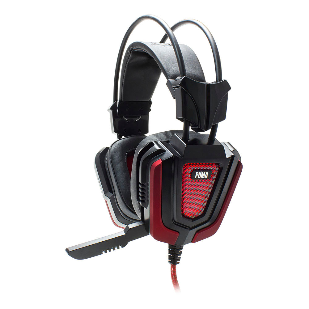 Gh-1843 Puma Stereo Gaming Headset With Microphone And Multicolour Led Lighting, Black-red